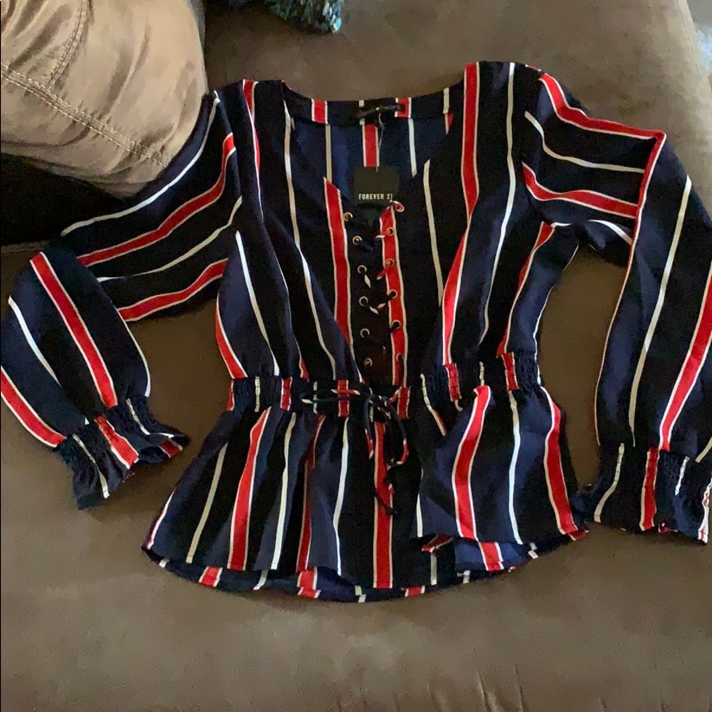 BNWTForever 21 long sleeve stripe red white & blue